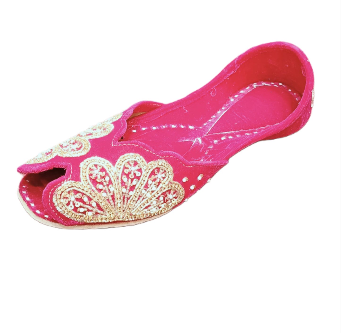 Women's Traditional Pink Embroidered Jutti - Open Toe Ethnic Footwear (LJ-054)