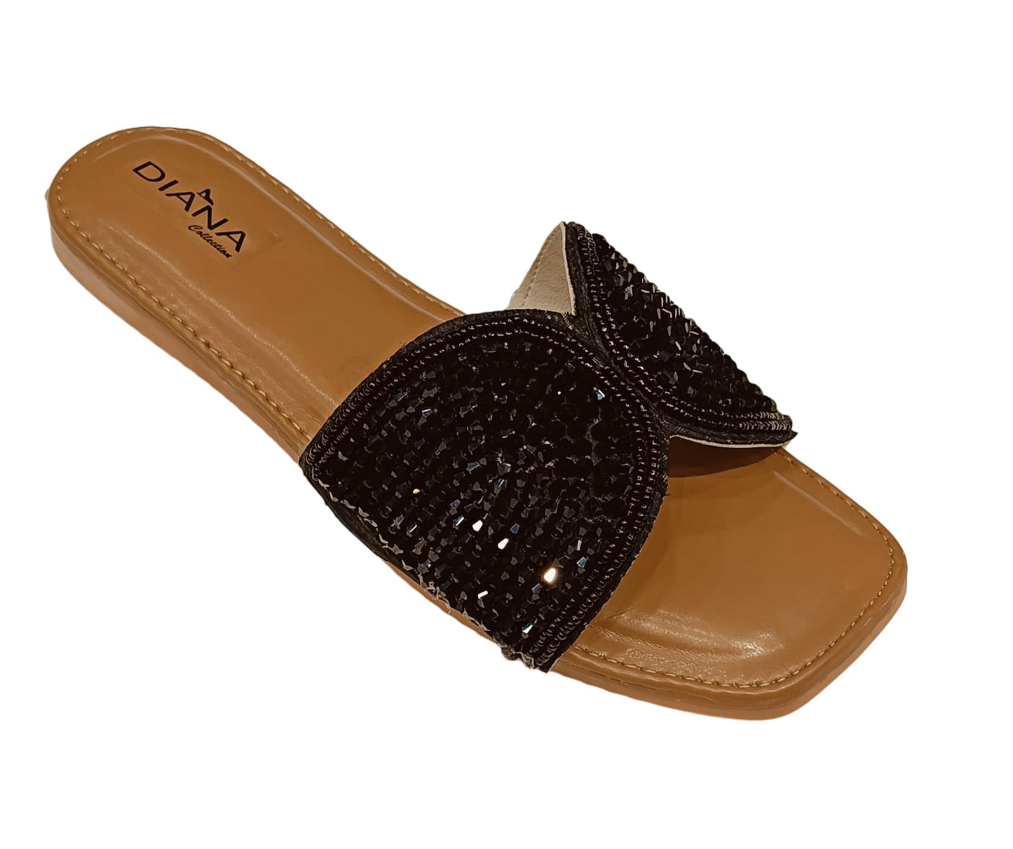 Women's Shell & Pearl Embellished Cross-Strap Flats (LC-150)