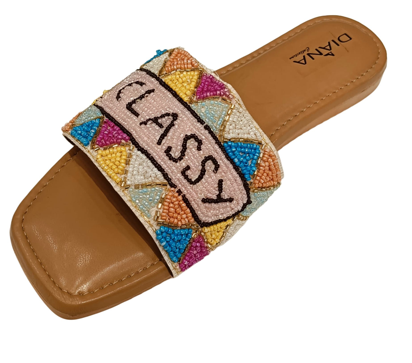Women's Hand-Beaded "CLASSY" Statement Slide Flats (LC-SASSY)