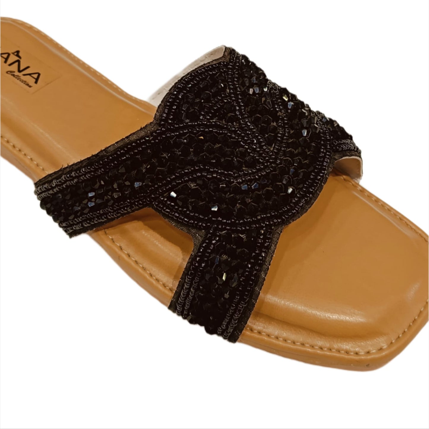 Luxe Embellished Criss-Cross Slide Flats for Women (LC-155)