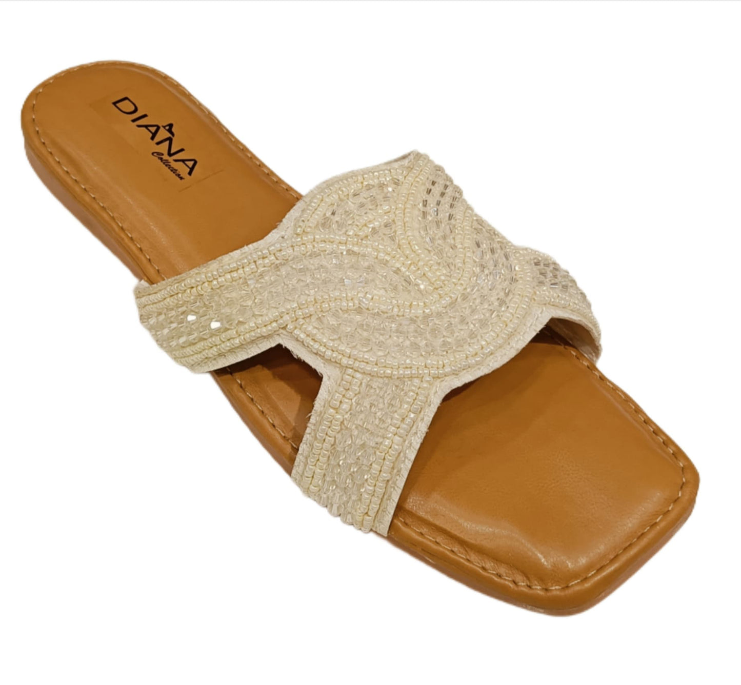 Luxe Embellished Criss-Cross Slide Flats for Women (LC-155)