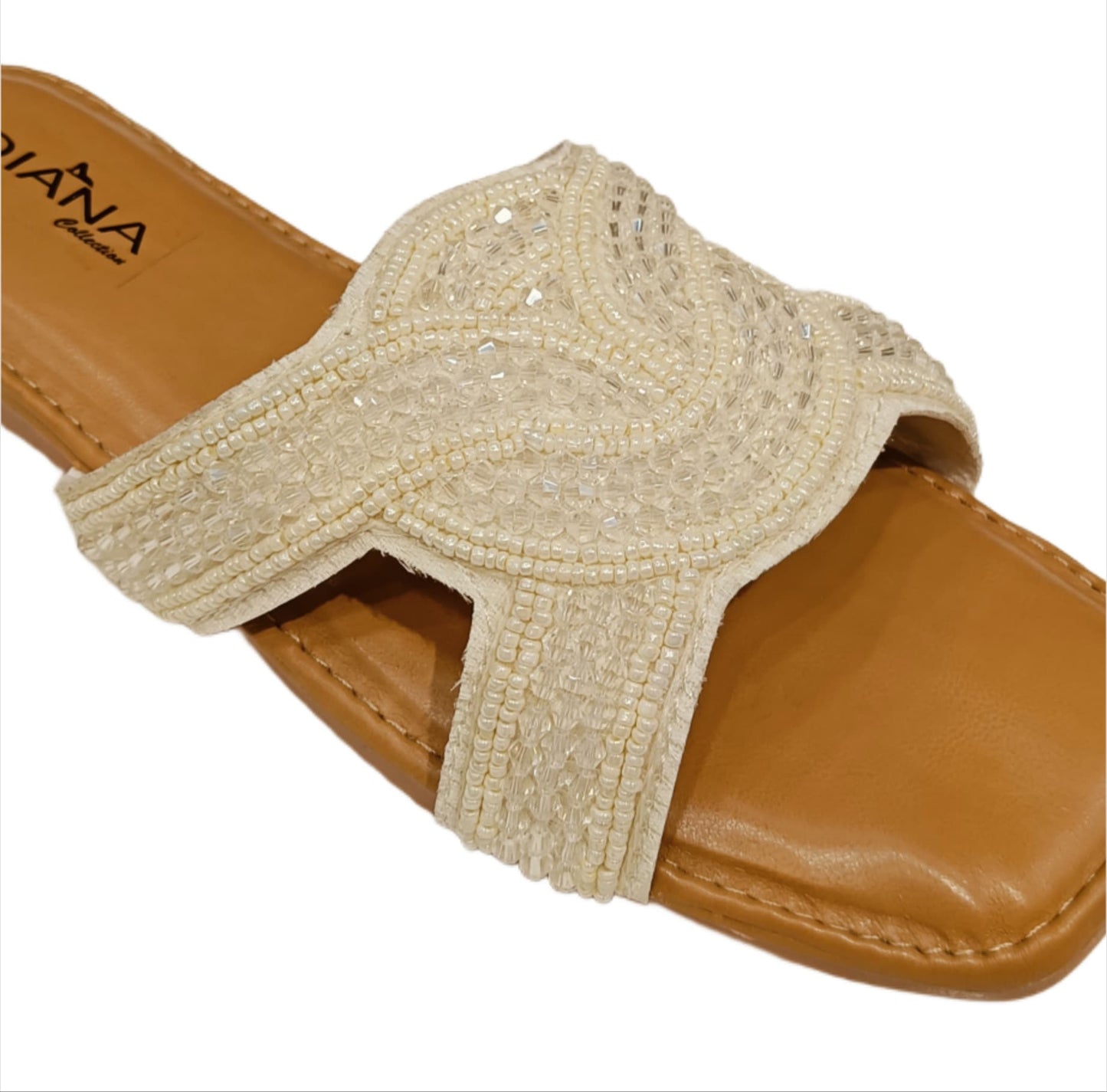 Luxe Embellished Criss-Cross Slide Flats for Women (LC-155)