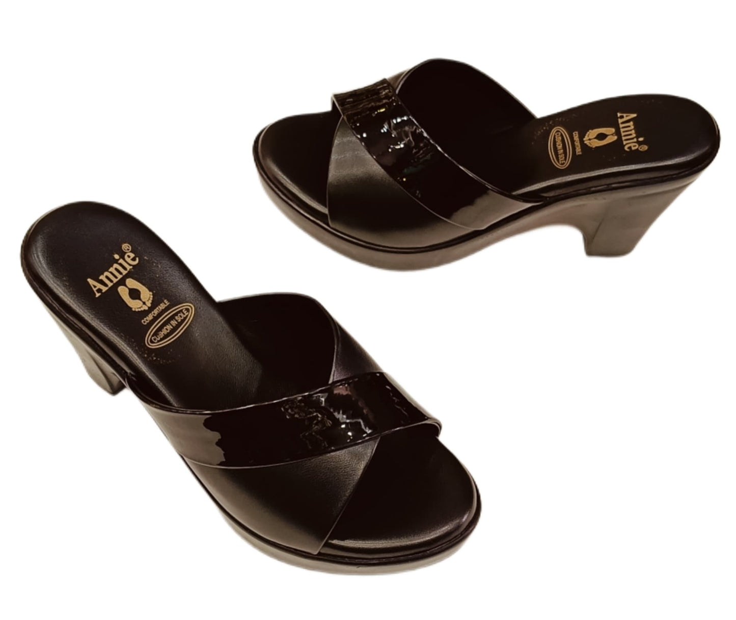 Annie Glossy Cross-Strap Block Heel (41049)