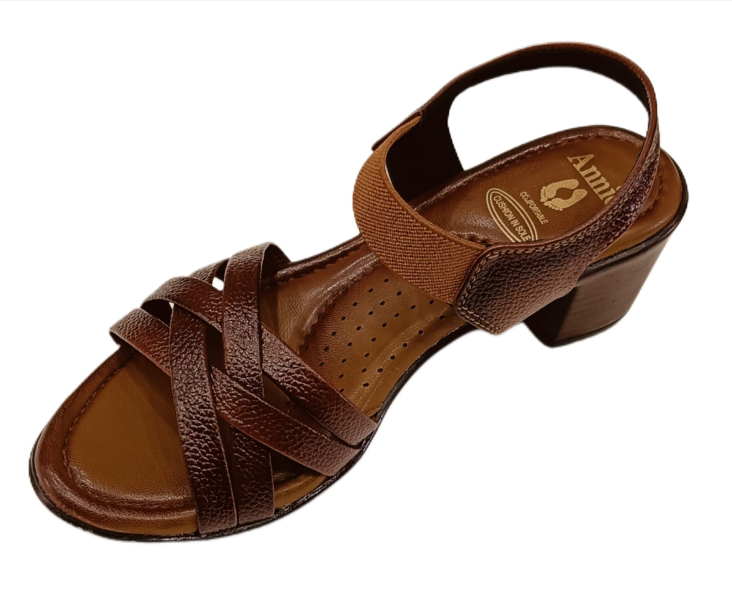 Annie Criss-Cross Strap Block Heel (8055)