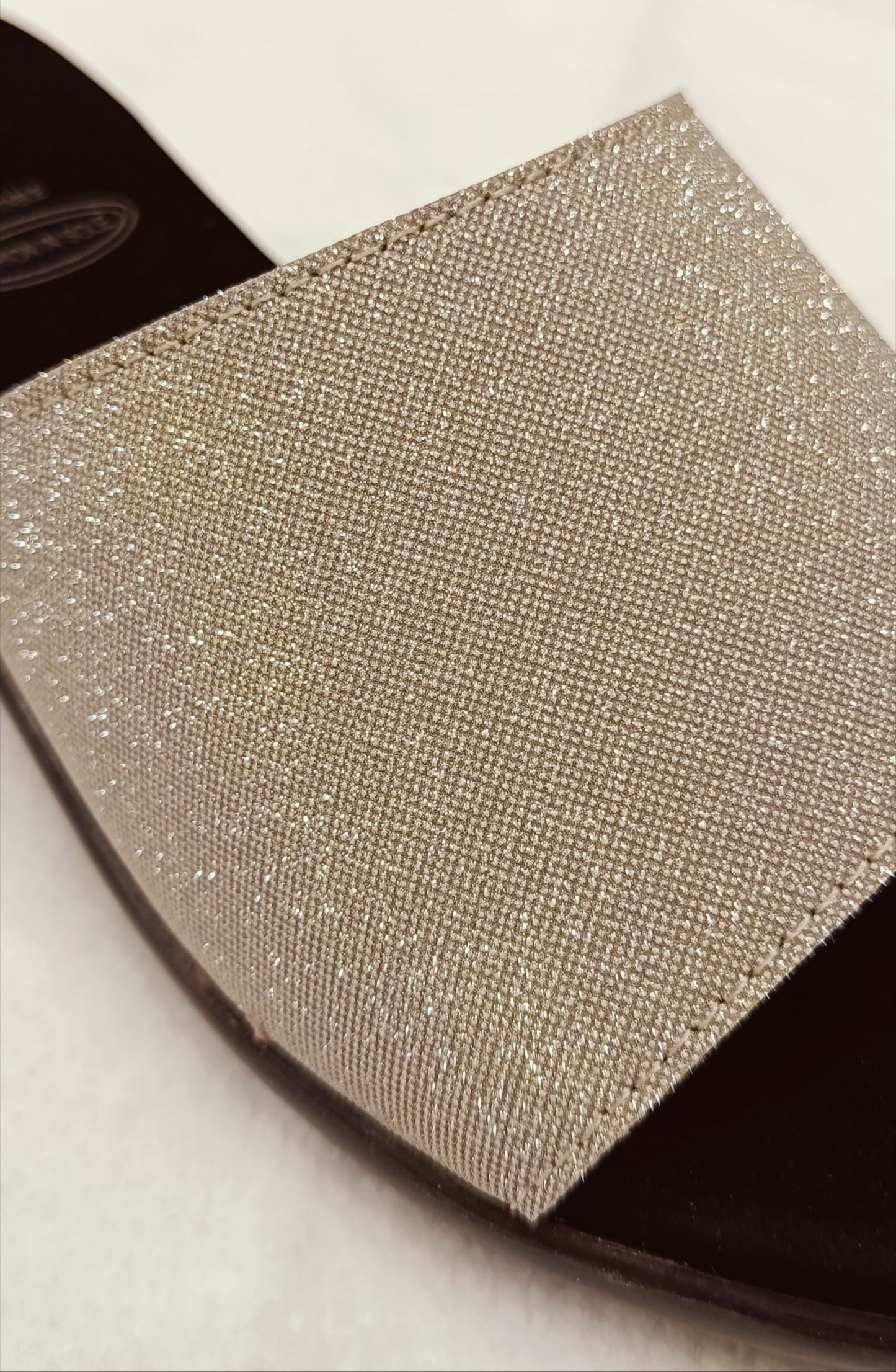 Annie Champagne Glitter Slip-On Block Heel Sandals (3775F)