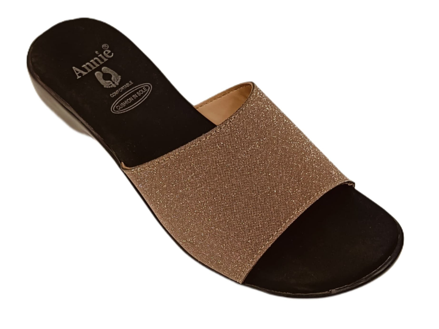 Annie Champagne Glitter Slip-On Block Heel Sandals (3775F)