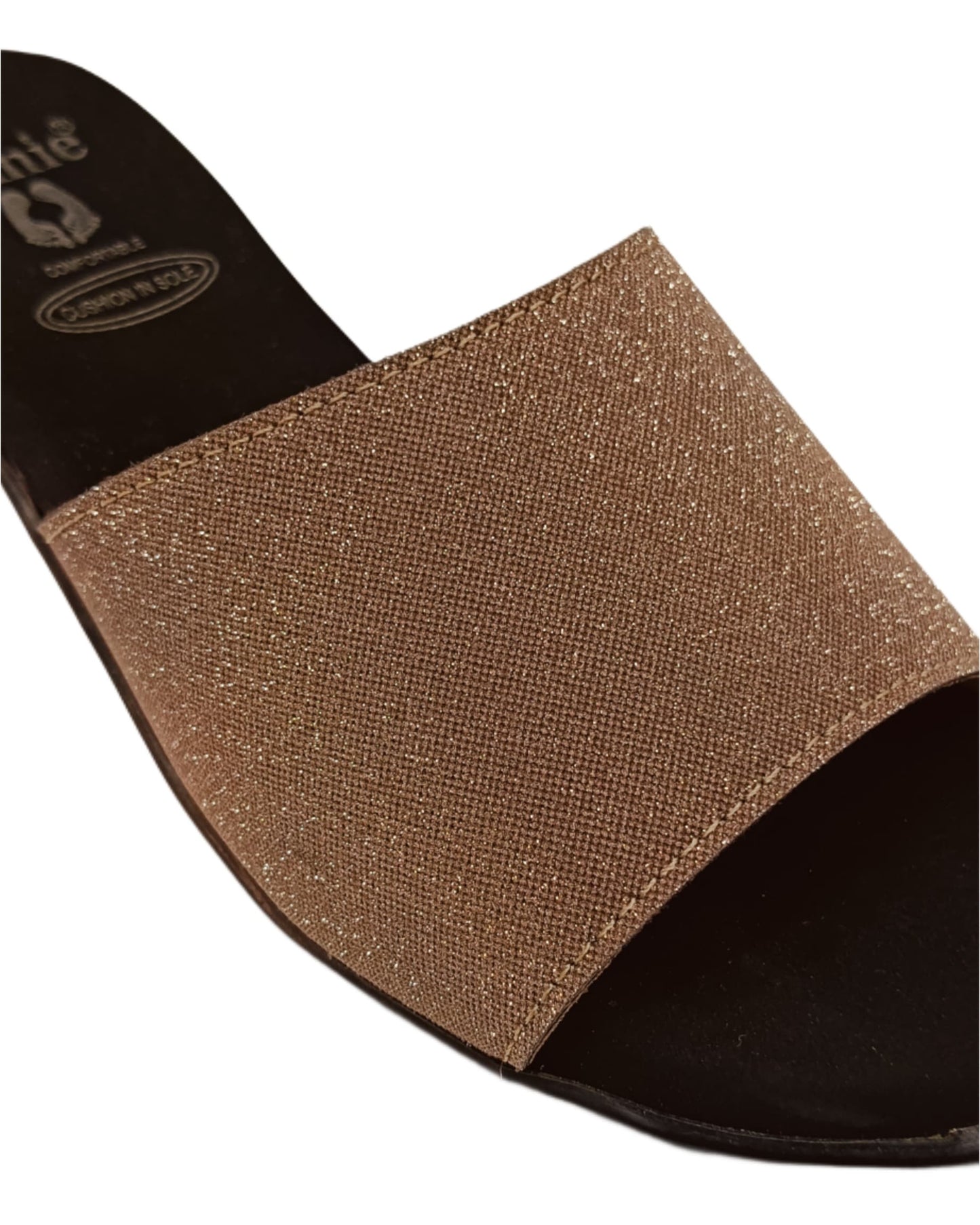 Annie Champagne Glitter Slip-On Block Heel Sandals (3775F)