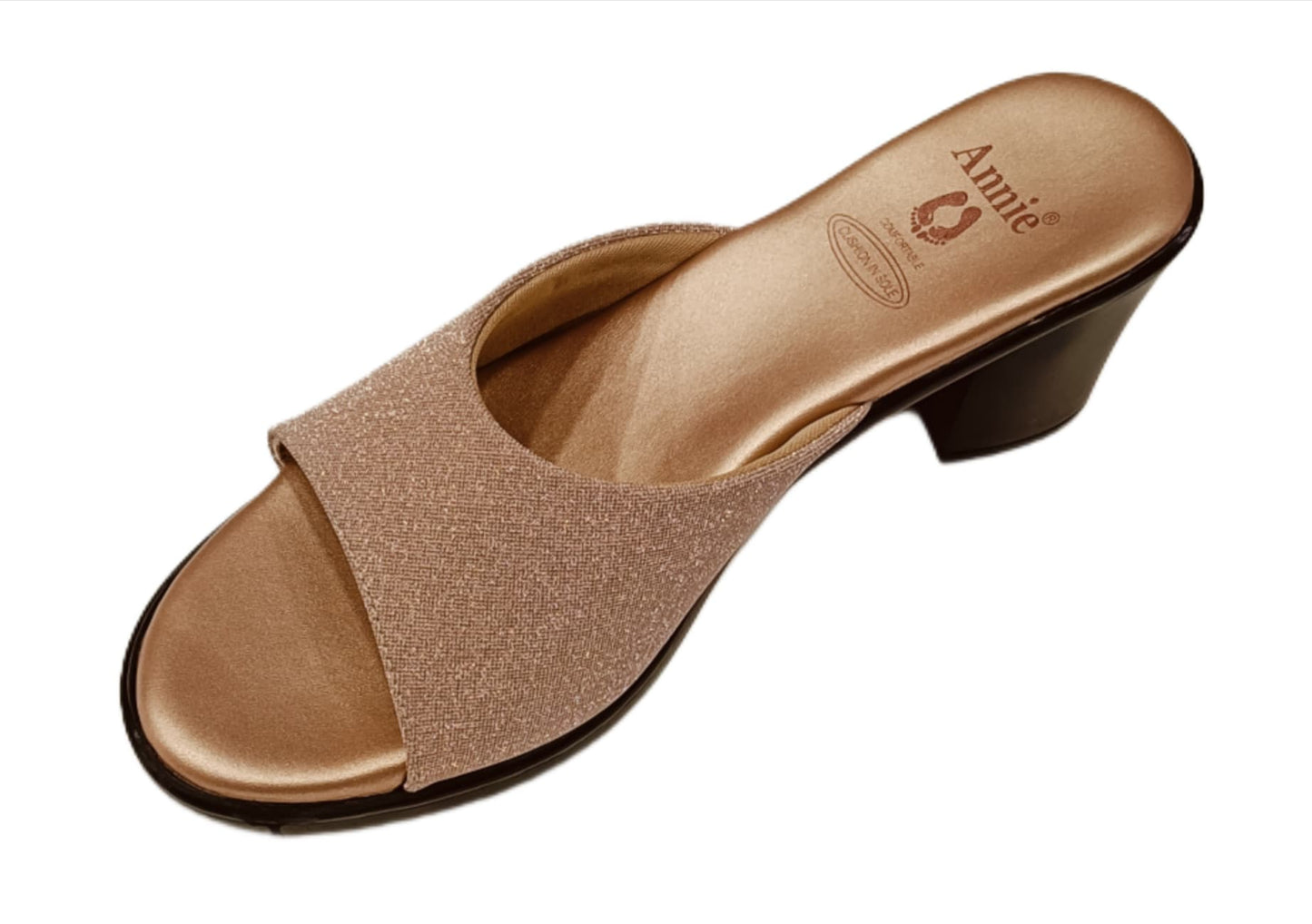 Annie Rose Gold Glitter Block Heels (14037)