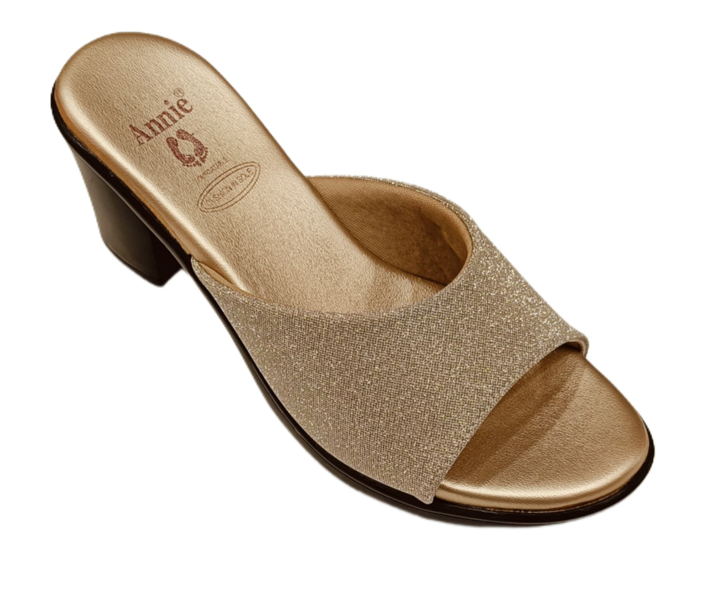 Annie Rose Gold Glitter Block Heels (14037)