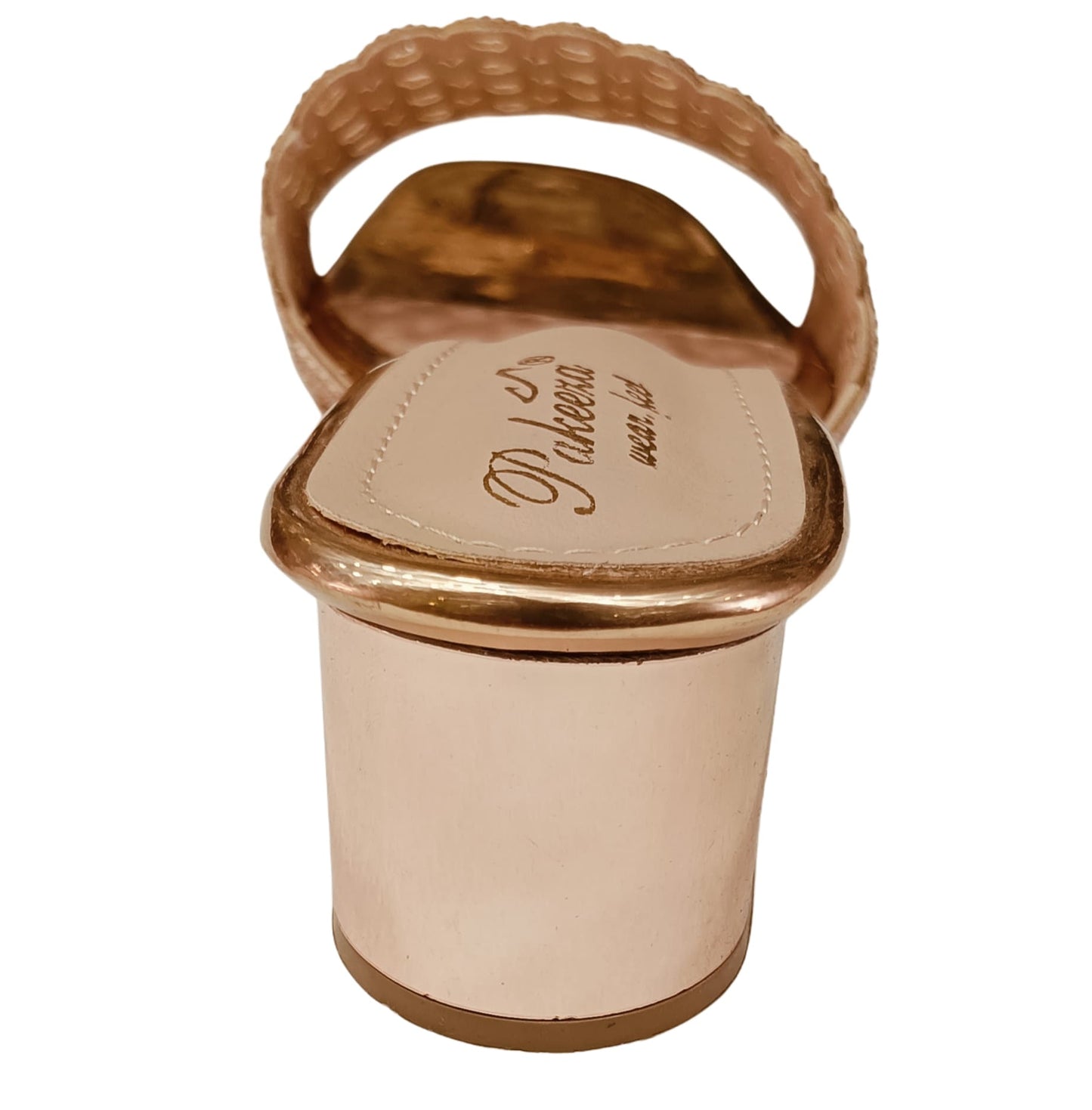 Pakeeza Women's Champagne Gold Embellished Block Heel Sandals – Festive & Party Wear (LC-187)