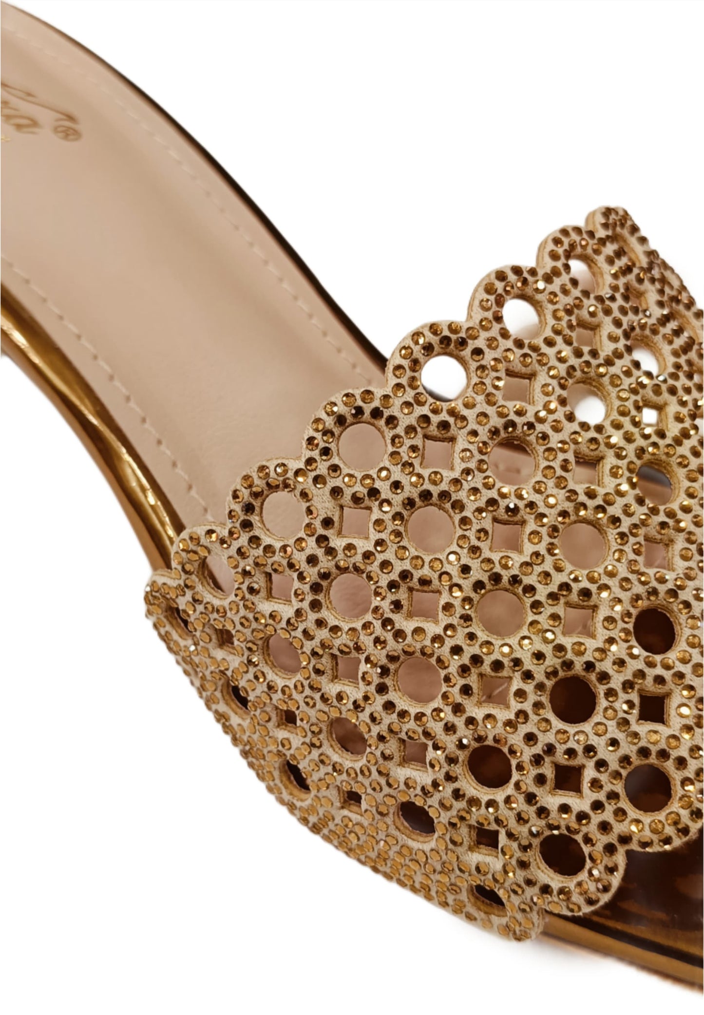 Pakeeza Women's Champagne Gold Embellished Block Heel Sandals – Festive & Party Wear (LC-187)