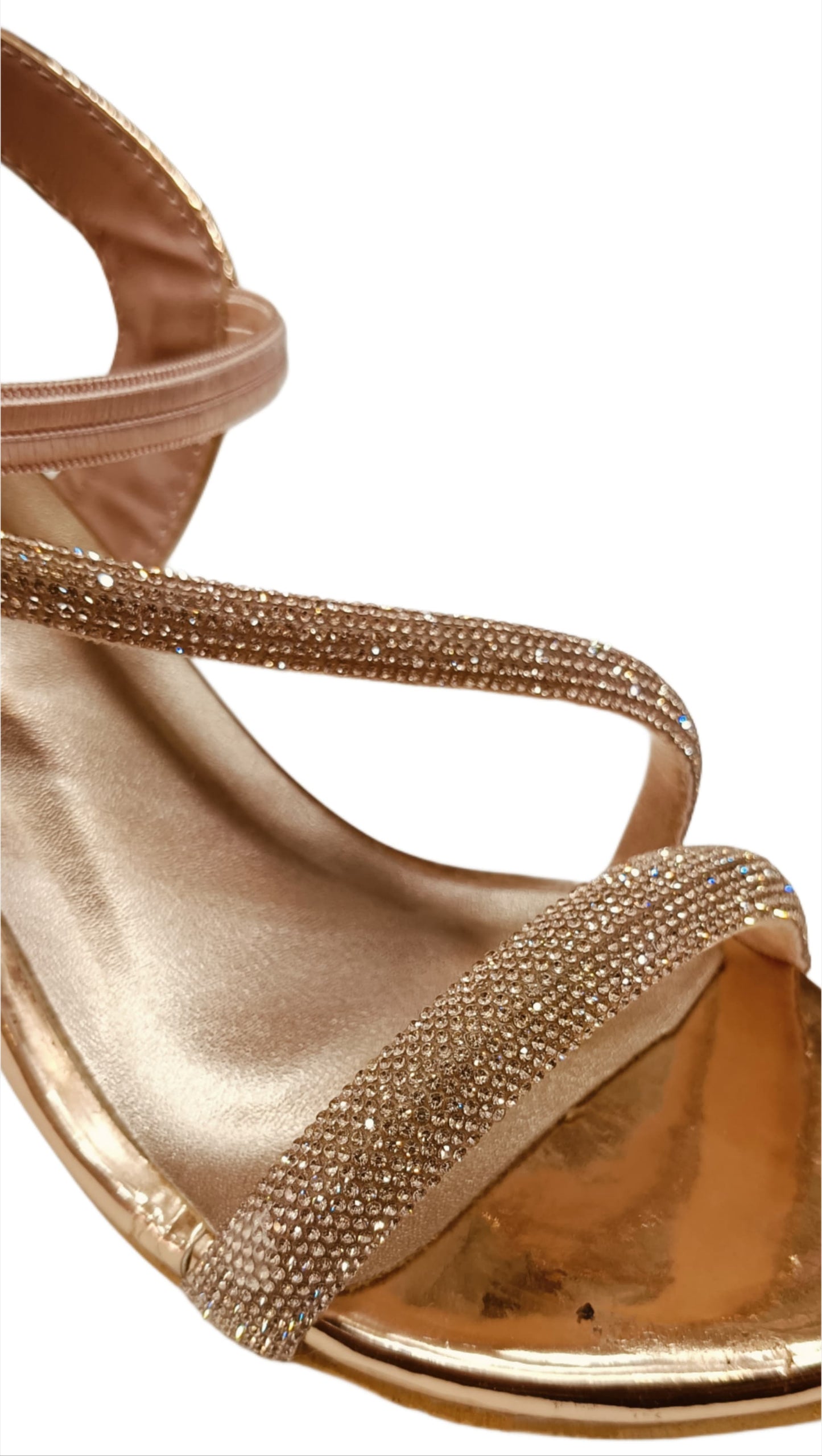 Golden Shimmer Strappy Block Heel Sandals for Women (LS-076)