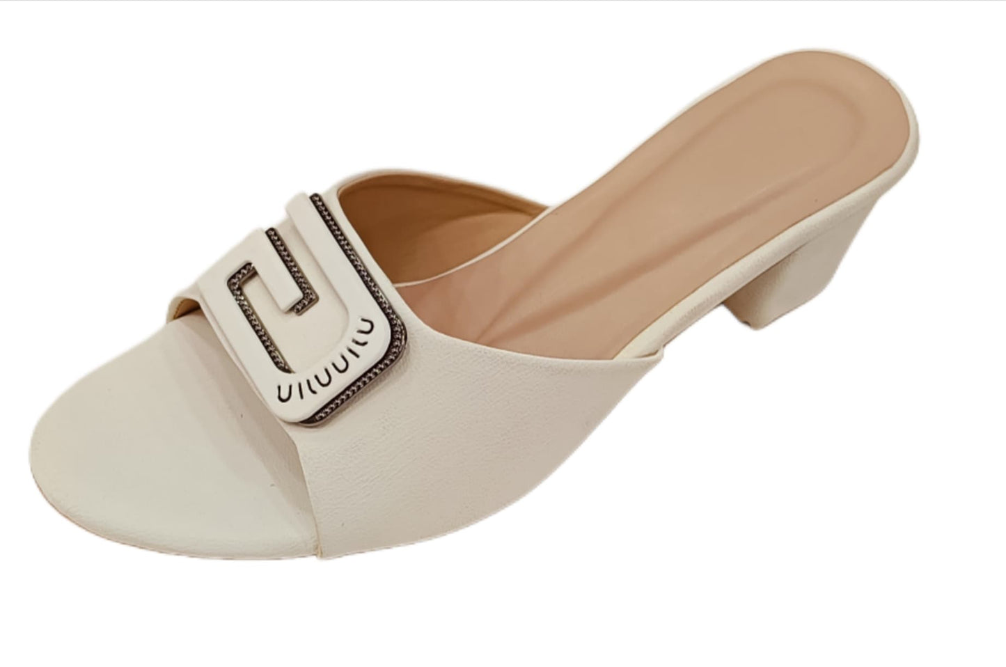 Elegant  Block Heel Mules with Decorative Buckle (Velveera LC-184)