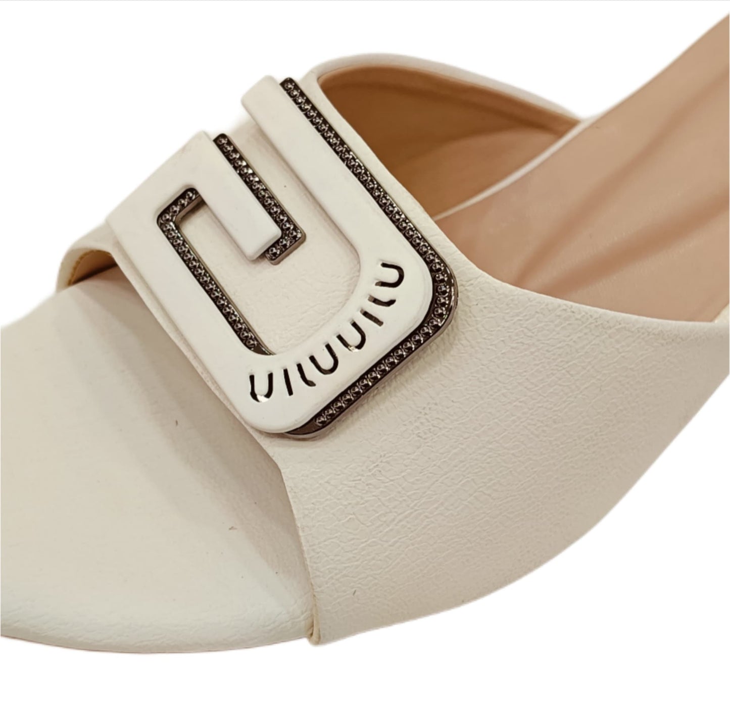 Elegant  Block Heel Mules with Decorative Buckle (Velveera LC-184)