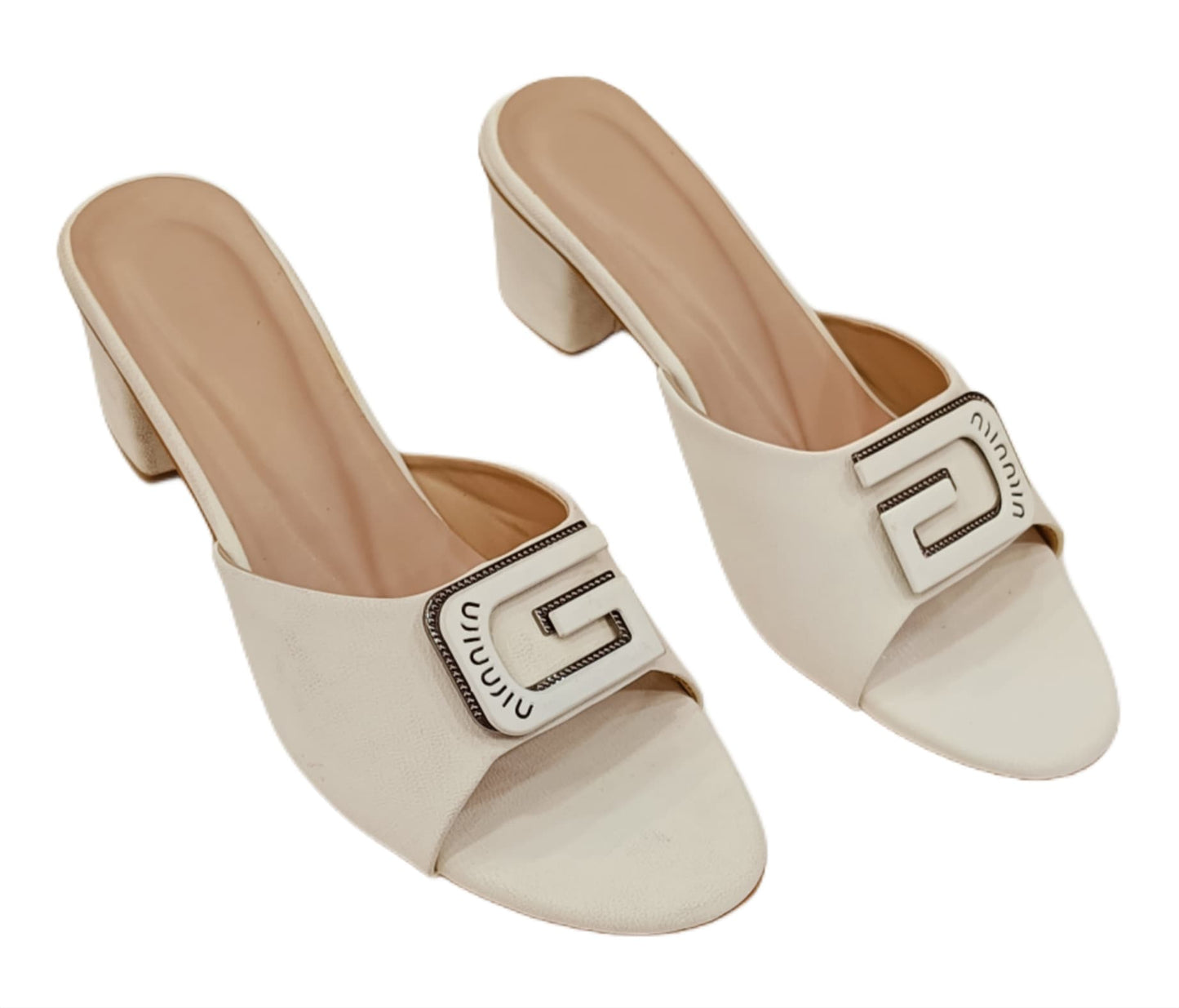 Elegant  Block Heel Mules with Decorative Buckle (Velveera LC-184)