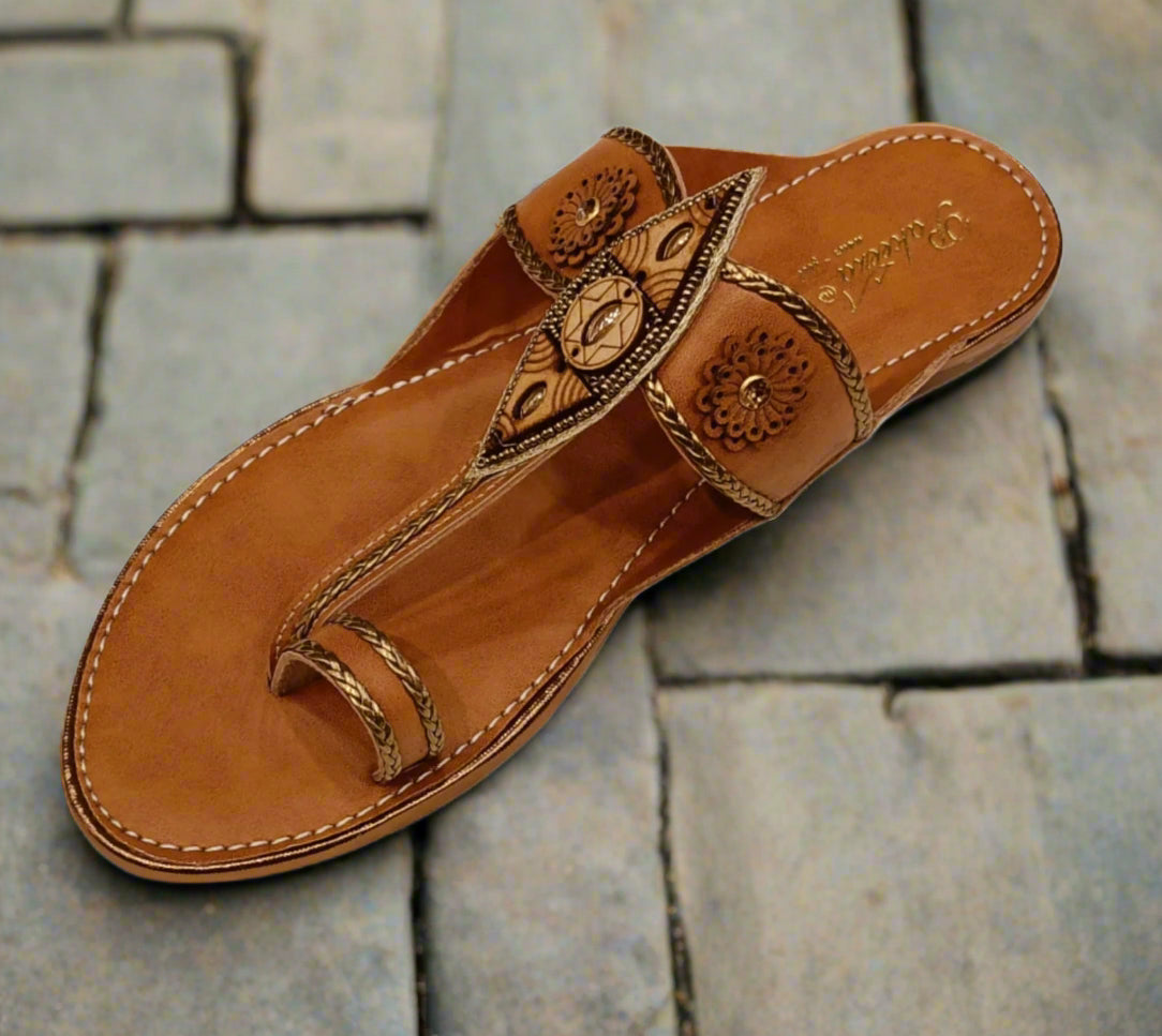 Handcrafted Leather Kolhapuri Chappals for Women (LC-2001)