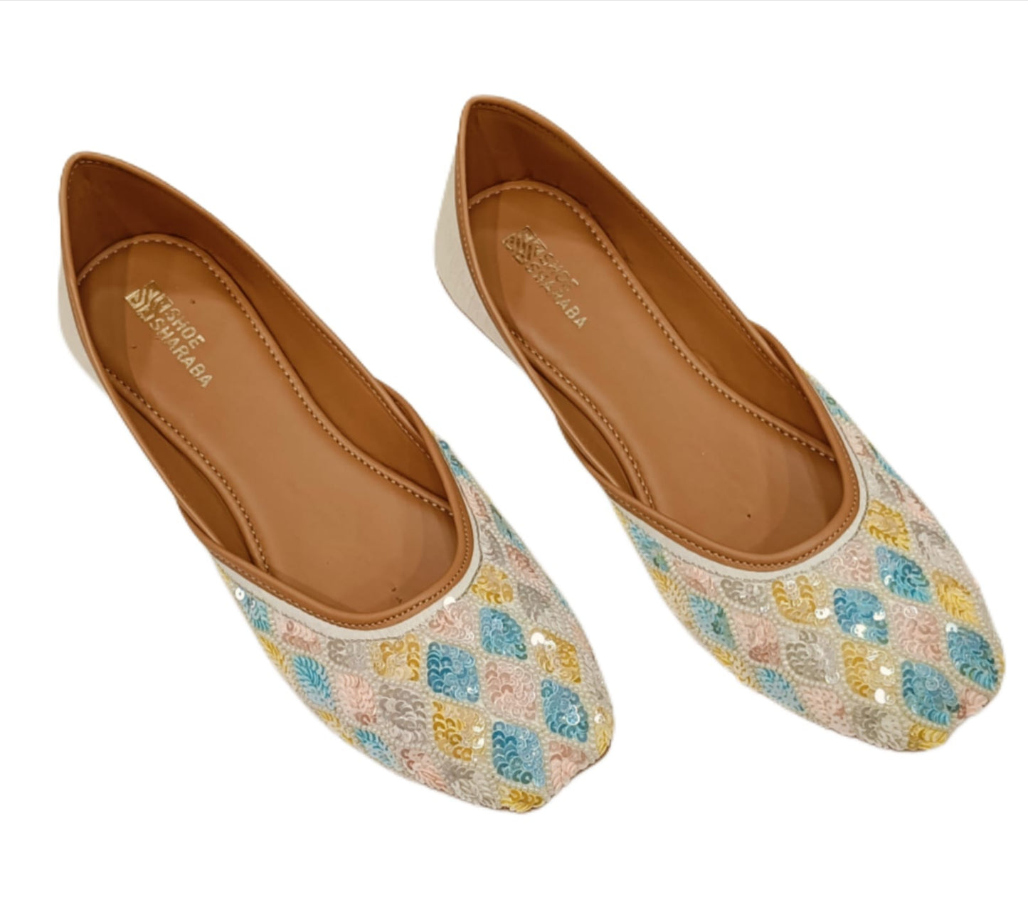 Pastel Multicolour Sequin Embroidered Jutti for Women – Ethnic Handcrafted Footwear (LJ-K21)