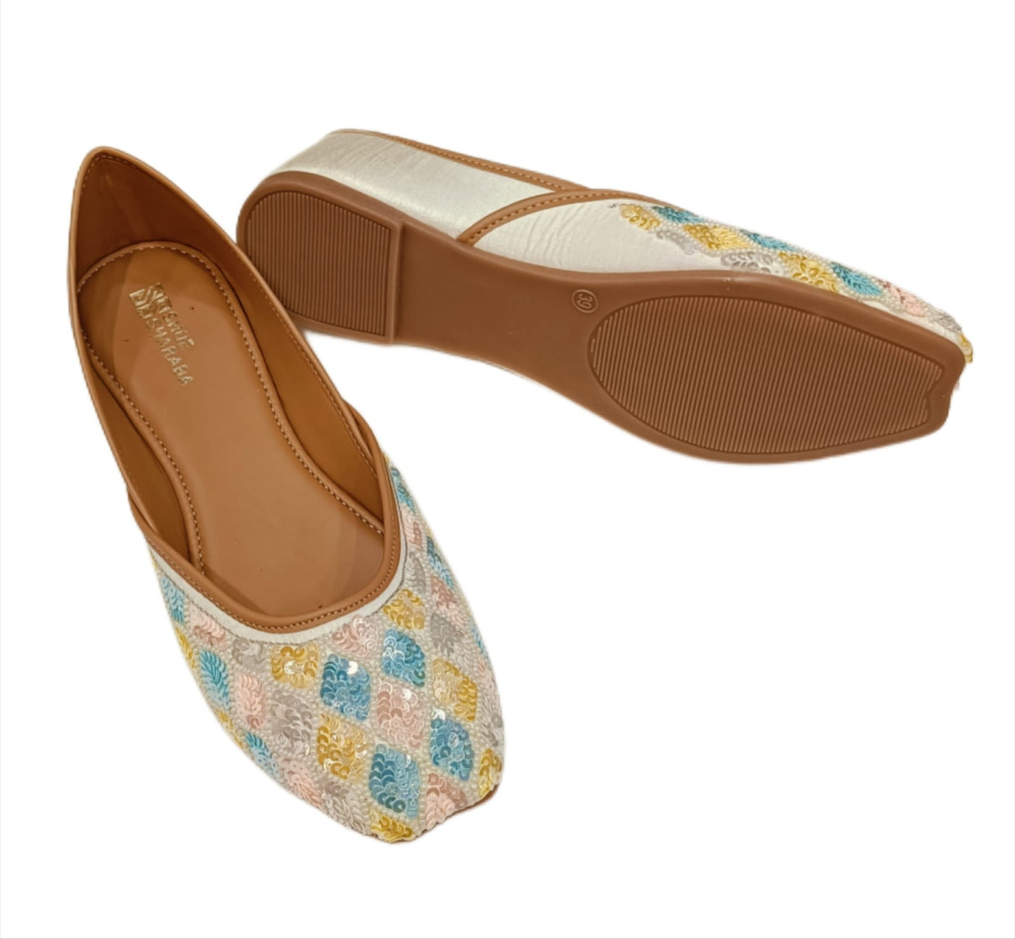 Pastel Multicolour Sequin Embroidered Jutti for Women – Ethnic Handcrafted Footwear (LJ-K21)