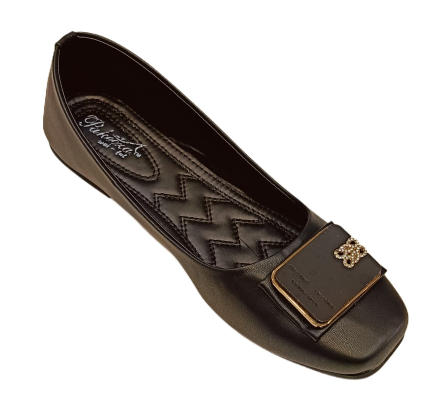 Premium Square Toe Ballerina Flats with Crystal Buckle for Women (LB-2006)