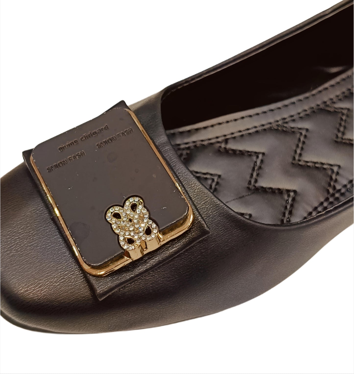 Premium Square Toe Ballerina Flats with Crystal Buckle for Women (LB-2006)