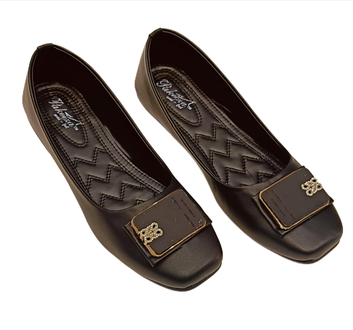 Premium Square Toe Ballerina Flats with Crystal Buckle for Women (LB-2006)