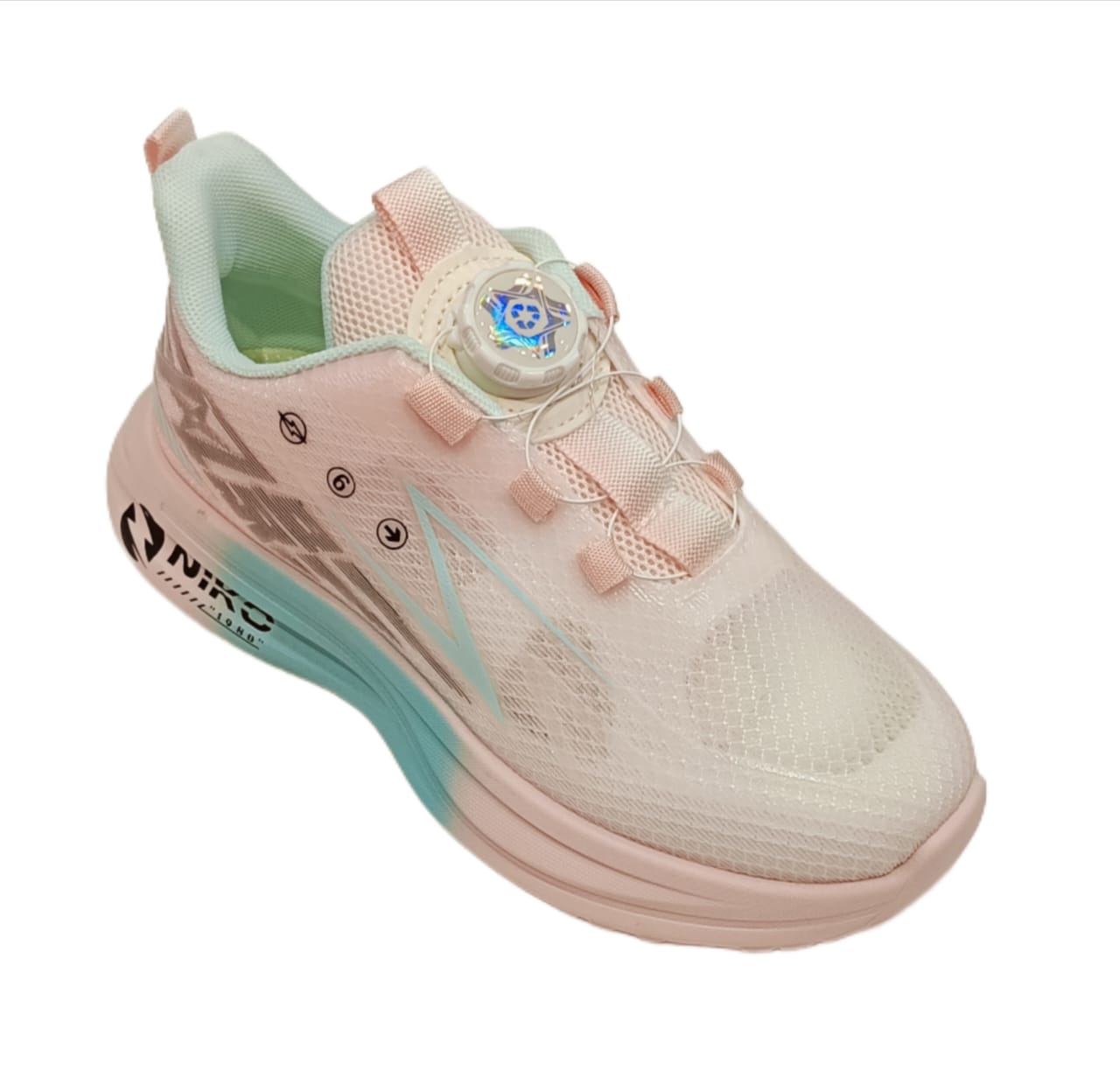 Kids’ Lightweight Pink & Aqua Sports Shoes with Smart Dial Lock (SS-9909)