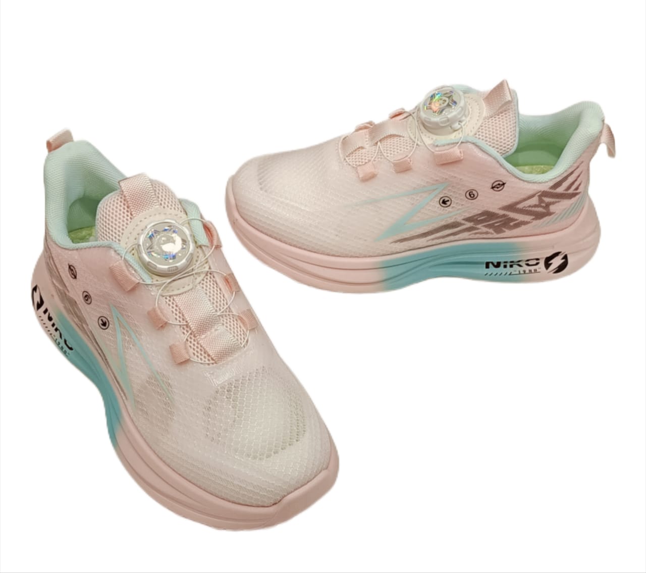 Kids’ Lightweight Pink & Aqua Sports Shoes with Smart Dial Lock (SS-9909)