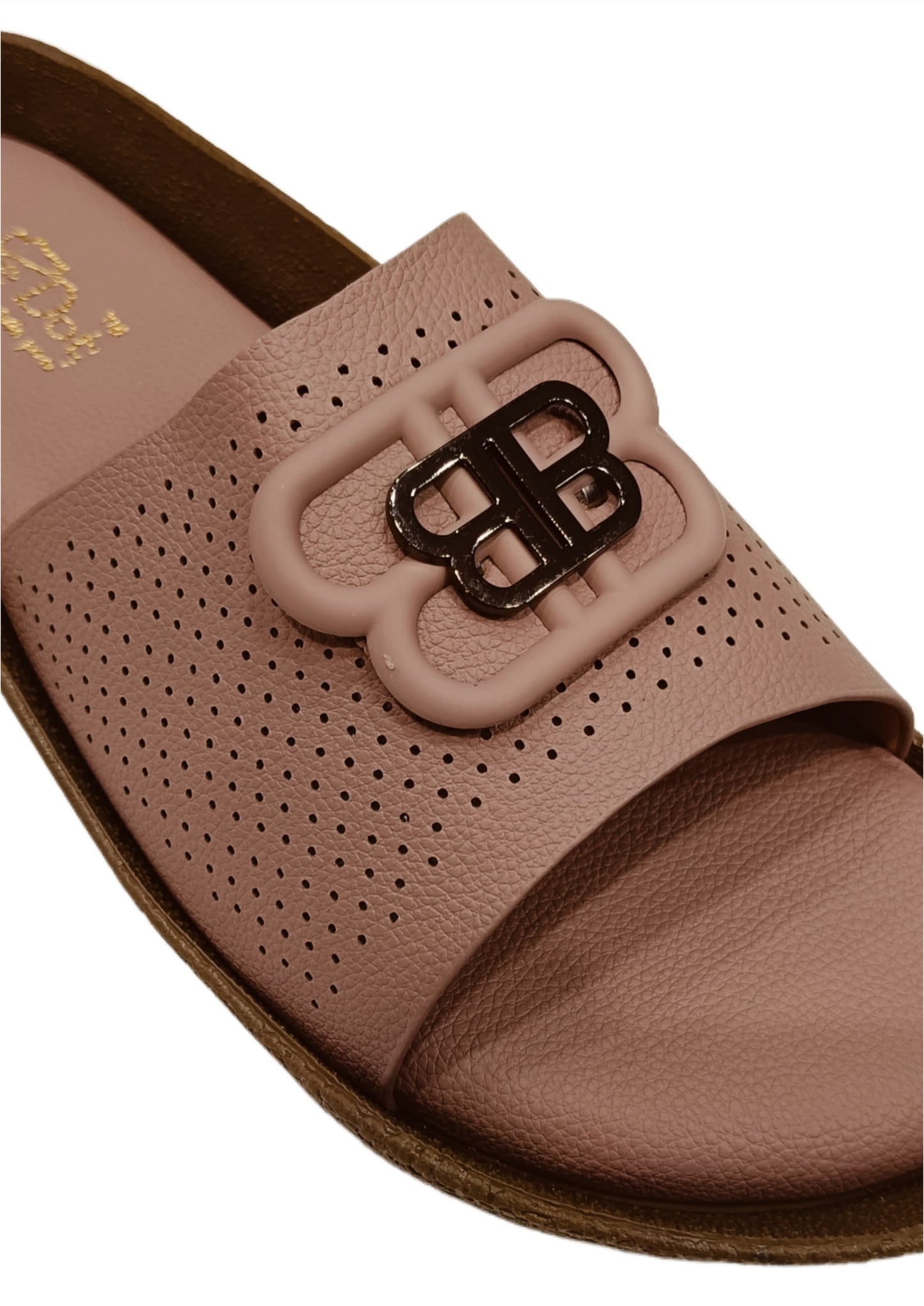 Women’s Premium Perforated Comfort Slides – Stylish Open-Toe Slip-Ons with Designer Buckle (LC-2008)