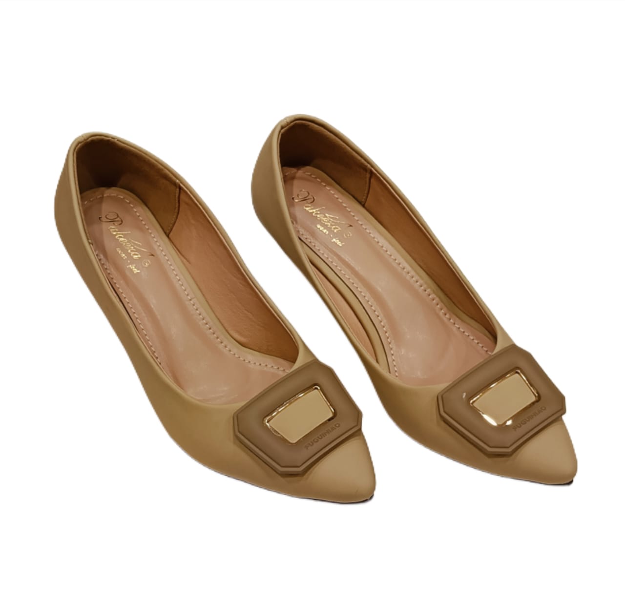 Women’s Pointed Toe Low Heel Pumps – Elegant Slip-On Office & Party Wear with Designer Buckle (LB-CL70)