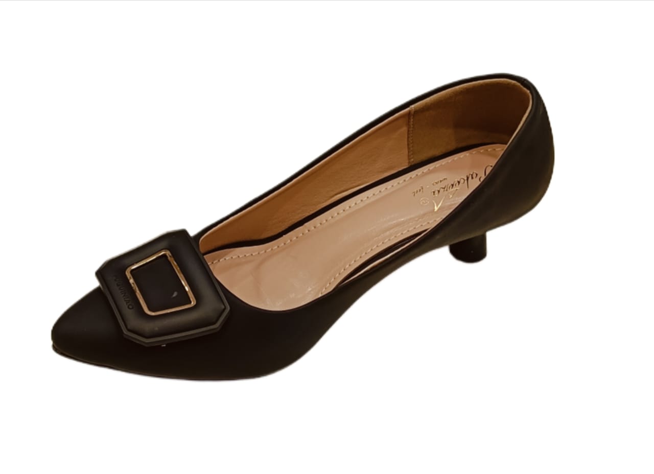 Women’s Pointed Toe Low Heel Pumps – Elegant Slip-On Office & Party Wear with Designer Buckle (LB-CL70)