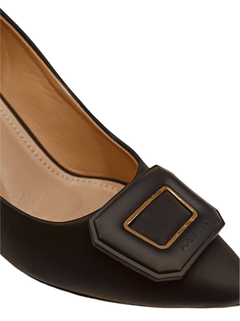 Women’s Pointed Toe Low Heel Pumps – Elegant Slip-On Office & Party Wear with Designer Buckle (LB-CL70)