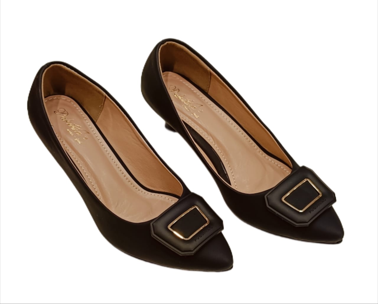 Women’s Pointed Toe Low Heel Pumps – Elegant Slip-On Office & Party Wear with Designer Buckle (LB-CL70)