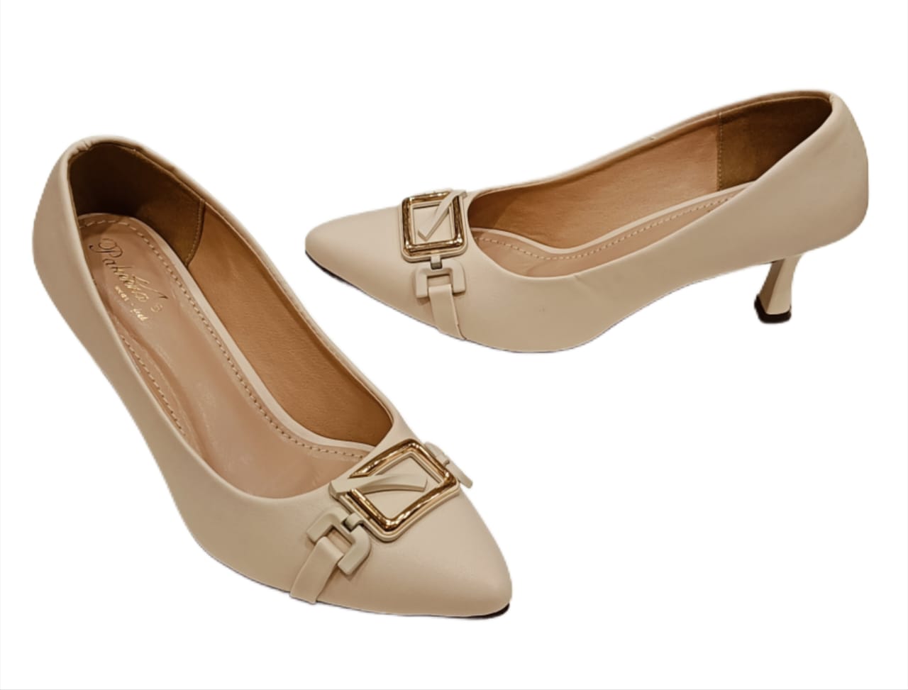 Elegant Buckle Design Pointed Toe Kitten Heels for Women (LB-CL71)