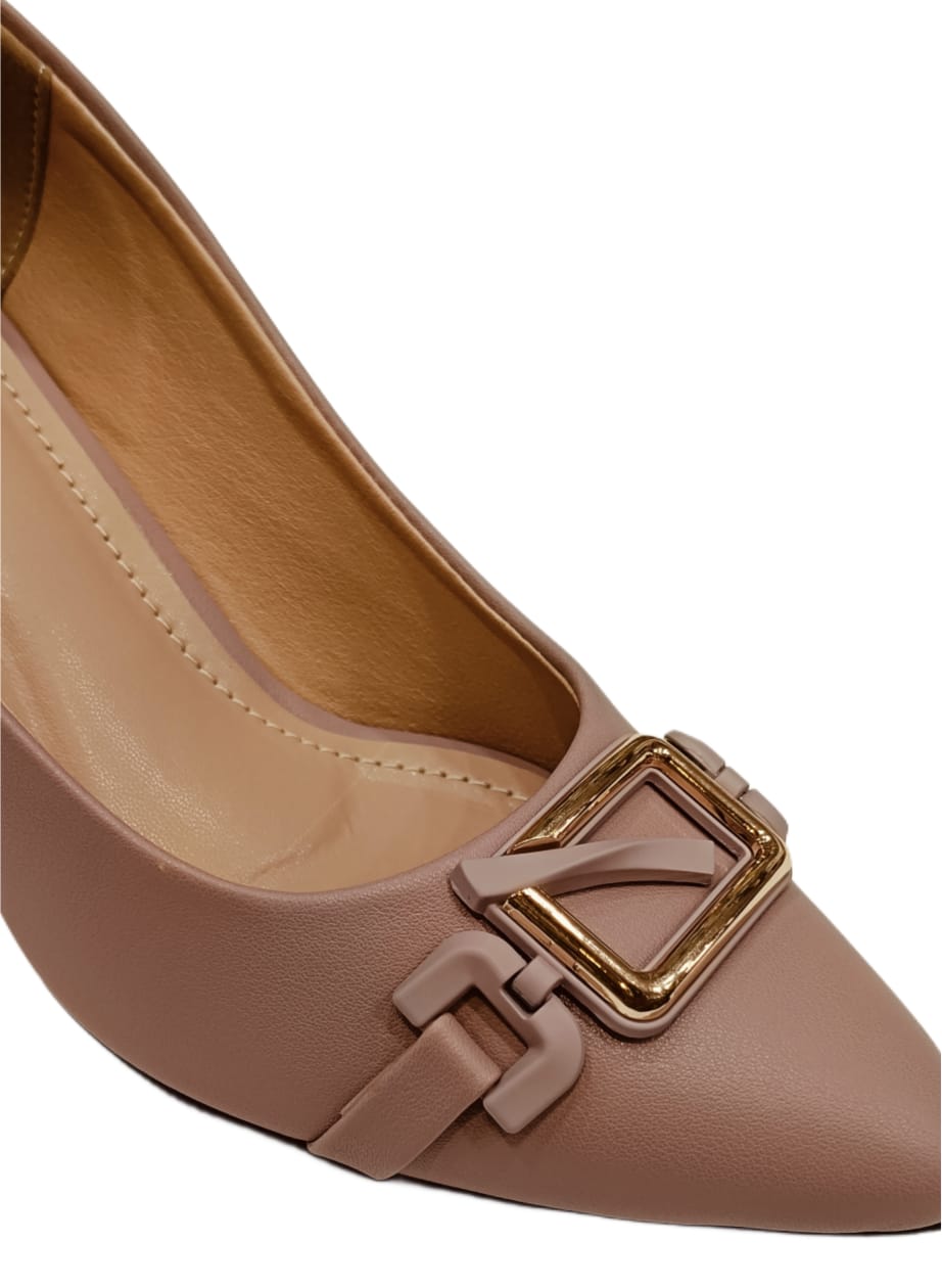 Elegant Buckle Design Pointed Toe Kitten Heels for Women (LB-CL71)