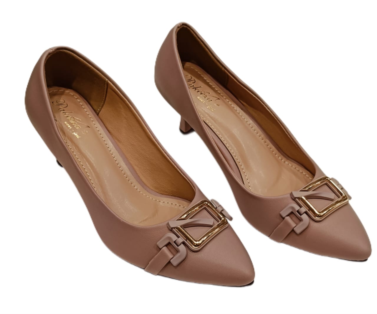 Elegant Buckle Design Pointed Toe Kitten Heels for Women (LB-CL71)