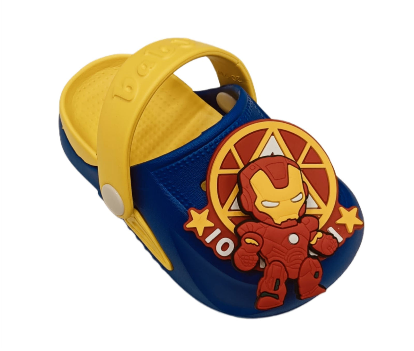 Kids Superhero Clogs – Iron Man Theme | Blue & Yellow | Soft, Lightweight, and Fun (KC-IRONMAN)