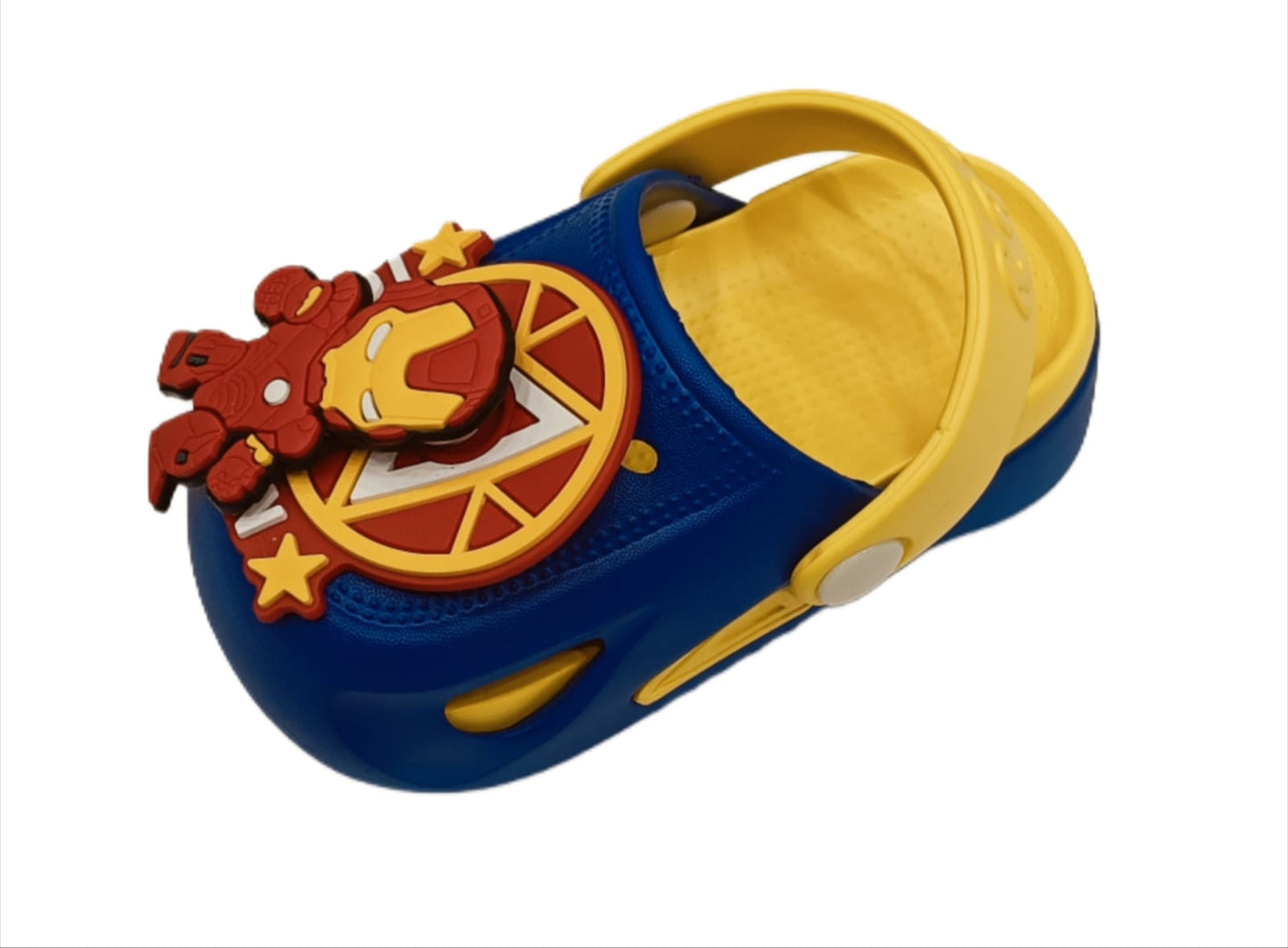 Kids Superhero Clogs – Iron Man Theme | Blue & Yellow | Soft, Lightweight, and Fun (KC-IRONMAN)