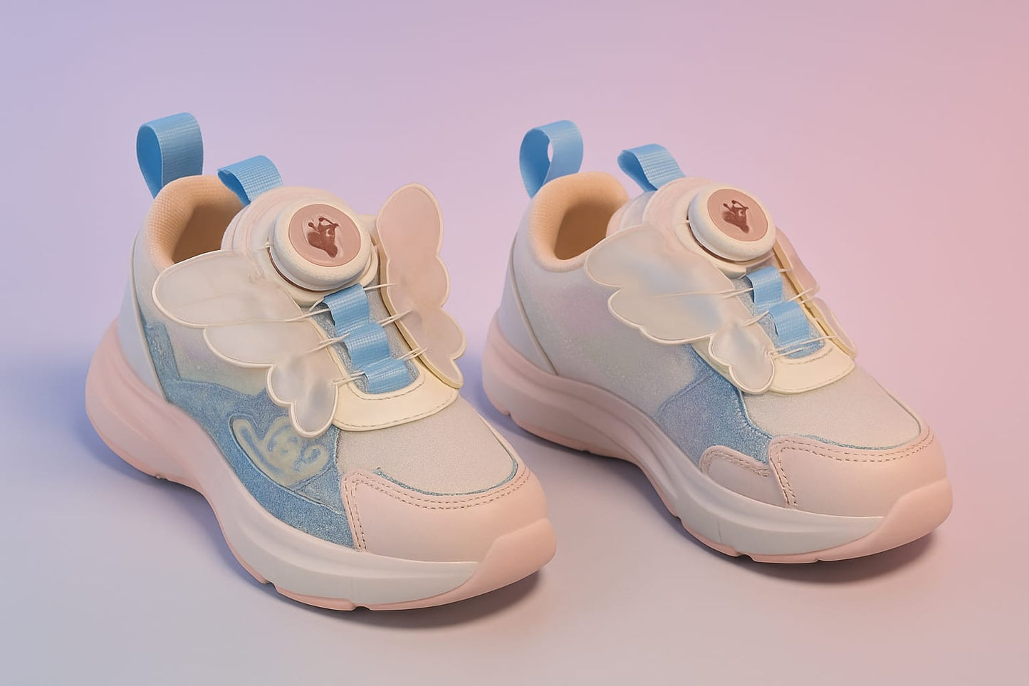 Girls' Butterfly LED Light-Up Shoes with Detachable Roller Wheels – Chargeable Lights with 16 Modes (KS-3752)