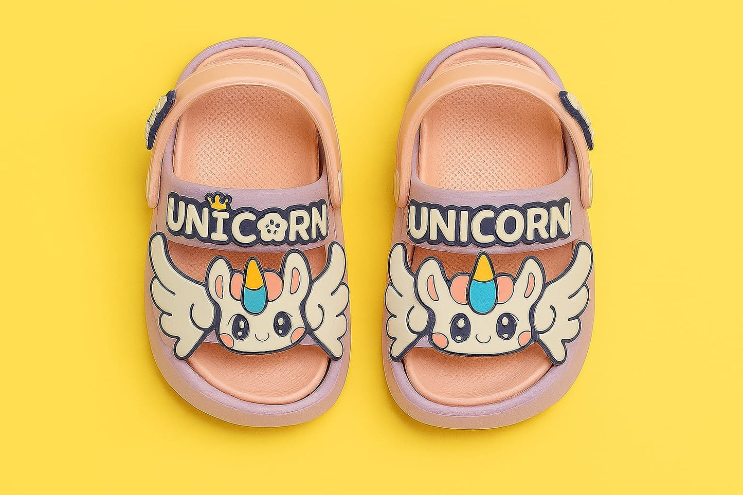 Kids' Unicorn Theme Soft EVA Sandals – Pink/Purple Cartoon Design (KC-RAWAR)
