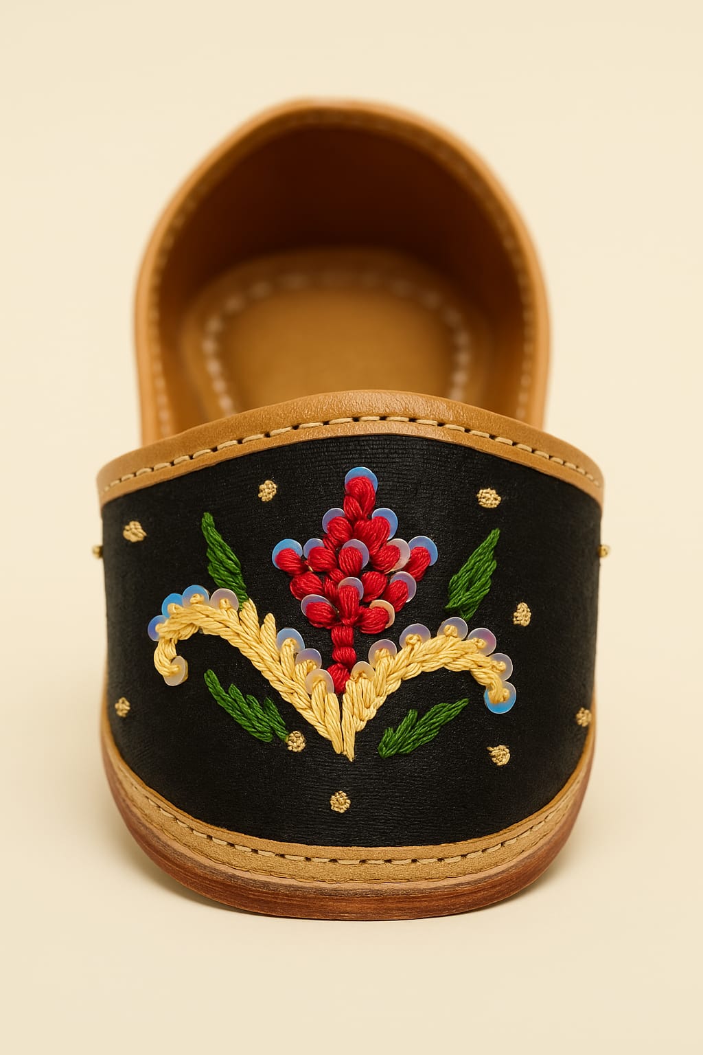 Rangrez Black โ Multicolor Thread Embroidered Ethnic Jutti (9899)