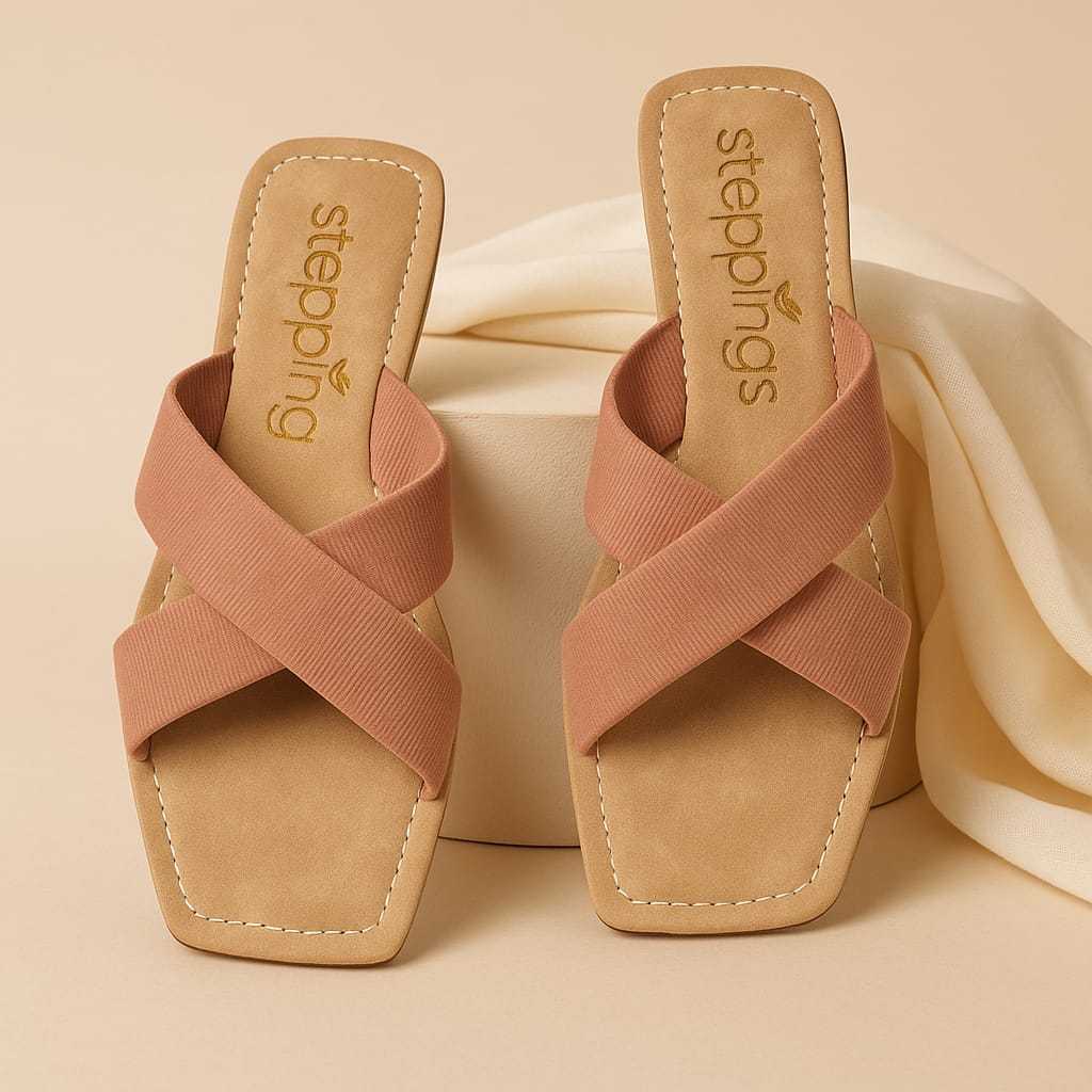 Steppings Women's Criss-Cross Flat Slide Sandals – Minimalist Comfort Footwear (2013)