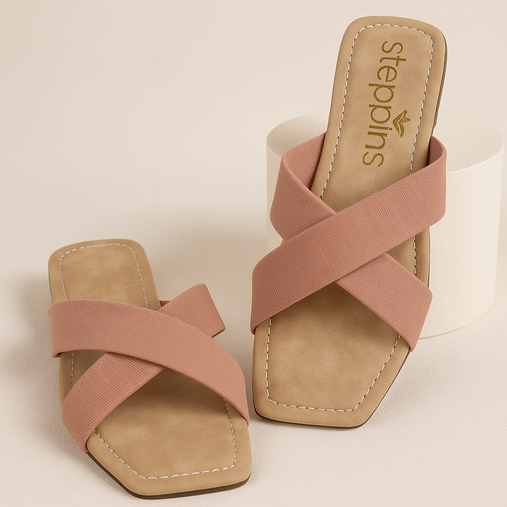 Steppings Women's Criss-Cross Flat Slide Sandals – Minimalist Comfort Footwear (2013)