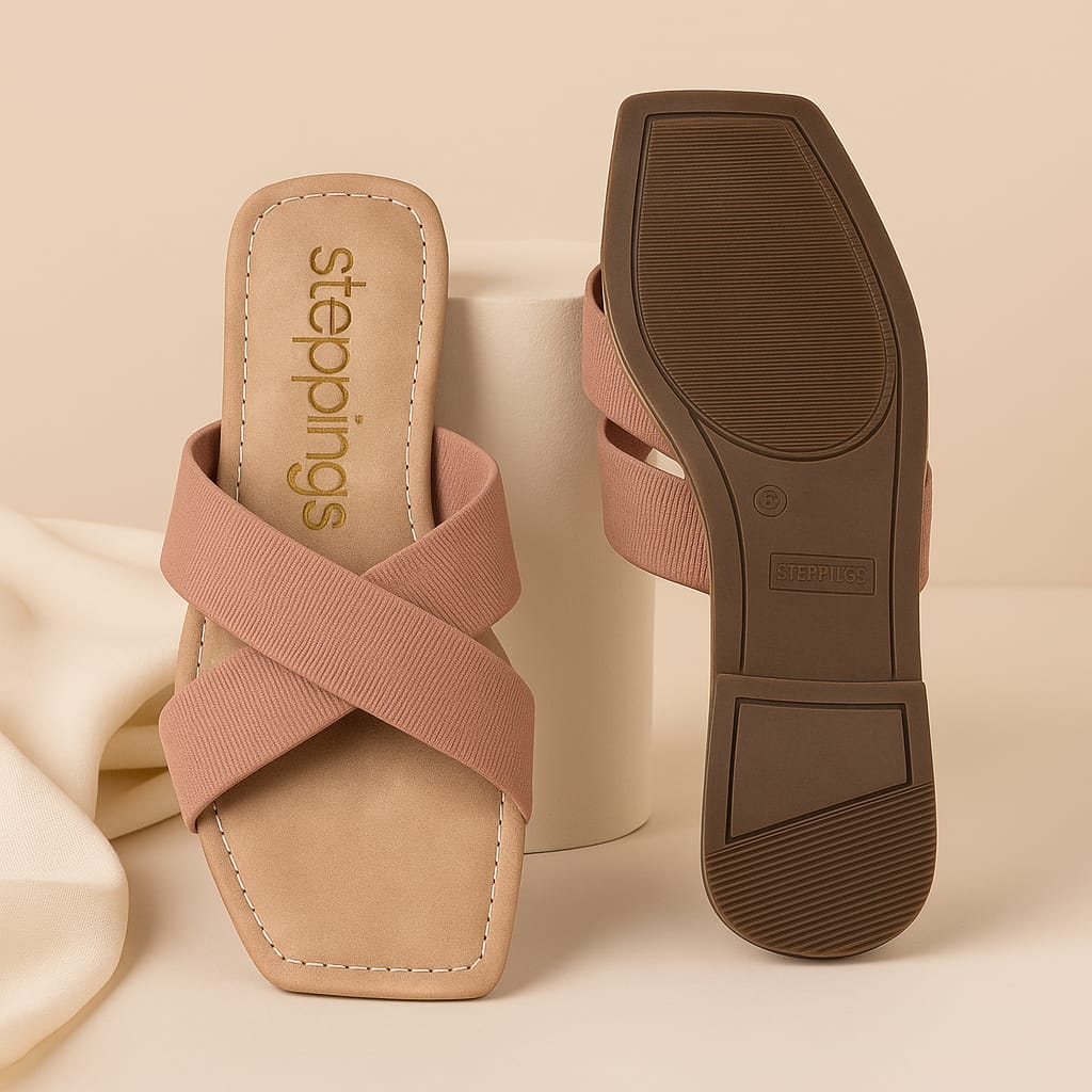 Steppings Women's Criss-Cross Flat Slide Sandals – Minimalist Comfort Footwear (2013)