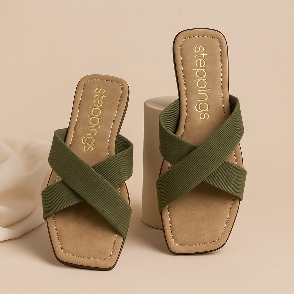 Steppings Women's Criss-Cross Flat Slide Sandals – Minimalist Comfort Footwear (2013)