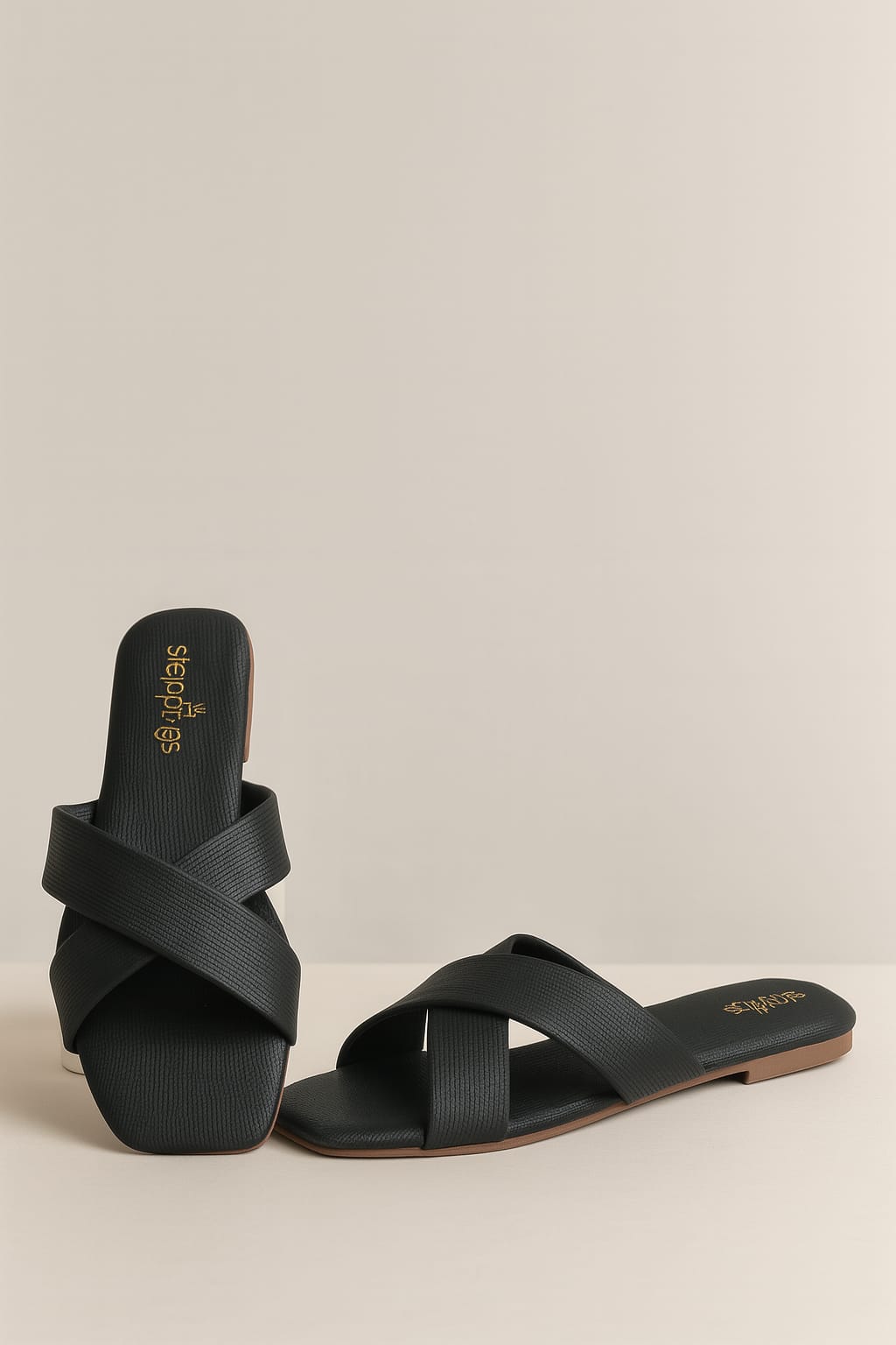 Steppings Women's Criss-Cross Flat Slide Sandals – Minimalist Comfort Footwear (2013)