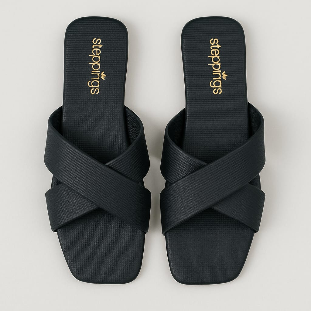Steppings Women's Criss-Cross Flat Slide Sandals – Minimalist Comfort Footwear (2013)