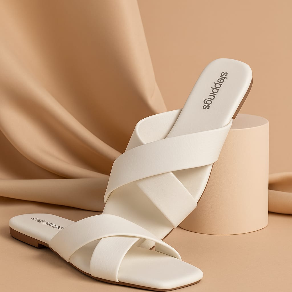 Steppings Women's Criss-Cross Flat Slide Sandals – Minimalist Comfort Footwear (2013)