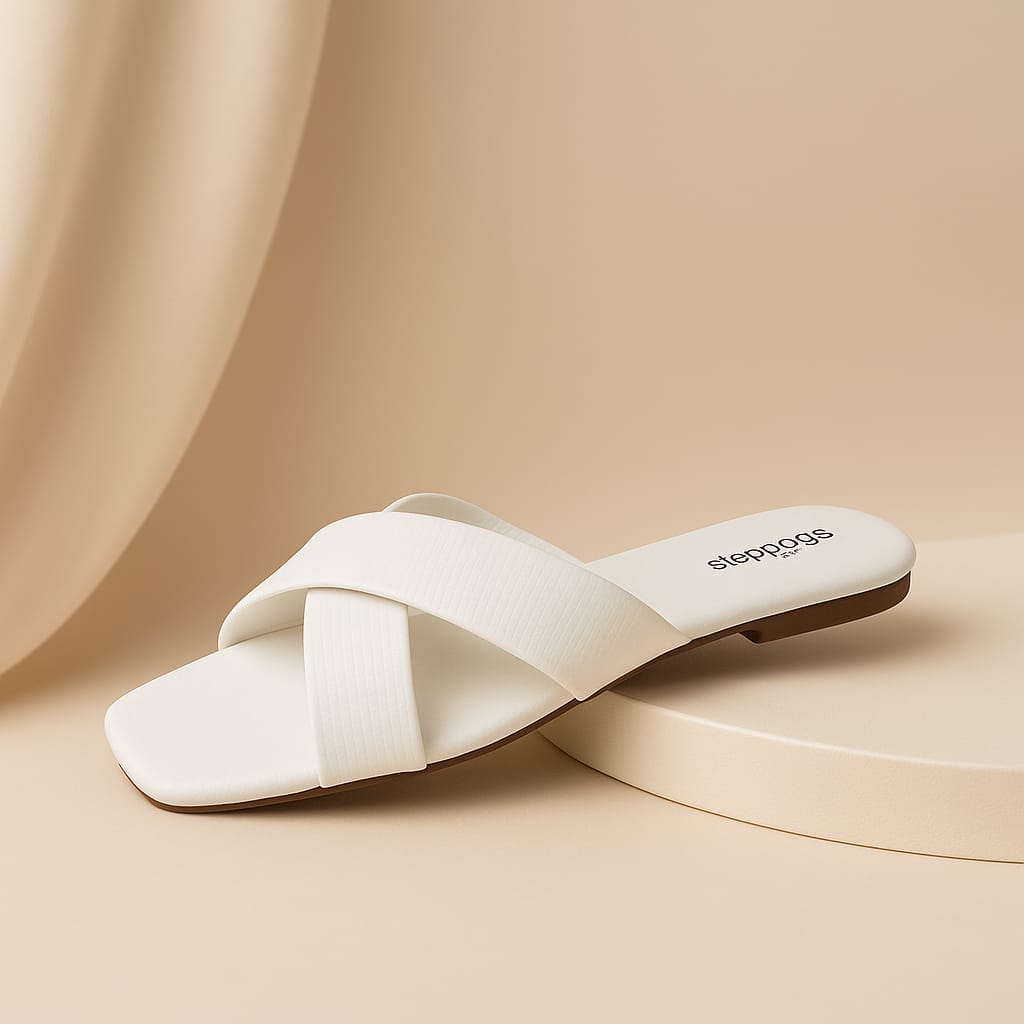 Steppings Women's Criss-Cross Flat Slide Sandals – Minimalist Comfort Footwear (2013)
