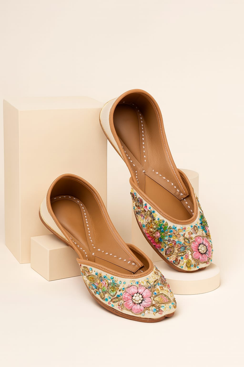 Floral Enchantment Hand-Embroidered Designer Jutti  (10056)