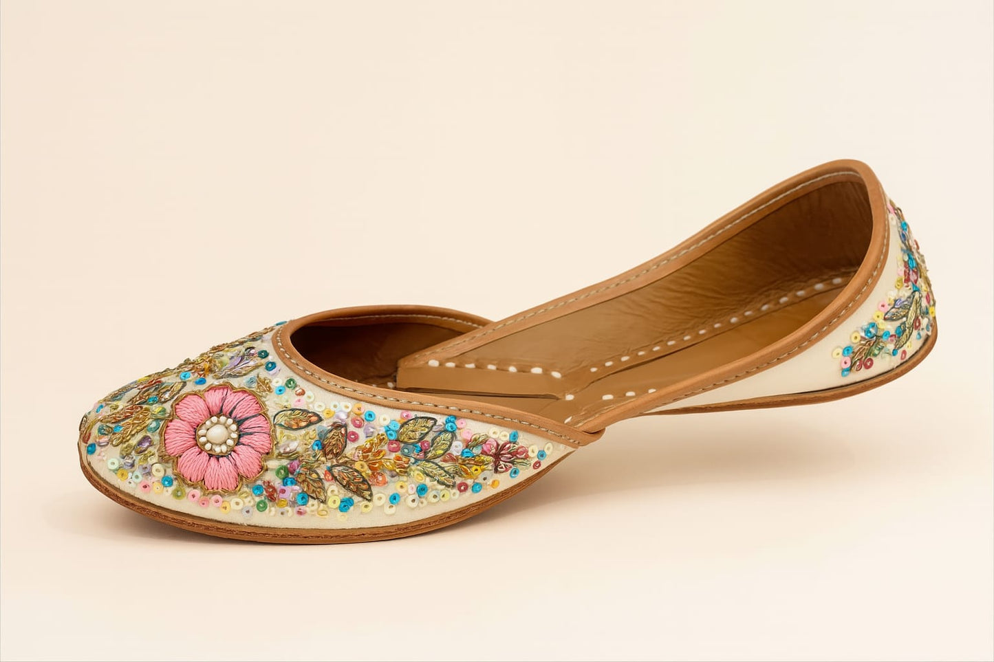 Floral Enchantment Hand-Embroidered Designer Jutti  (10056)